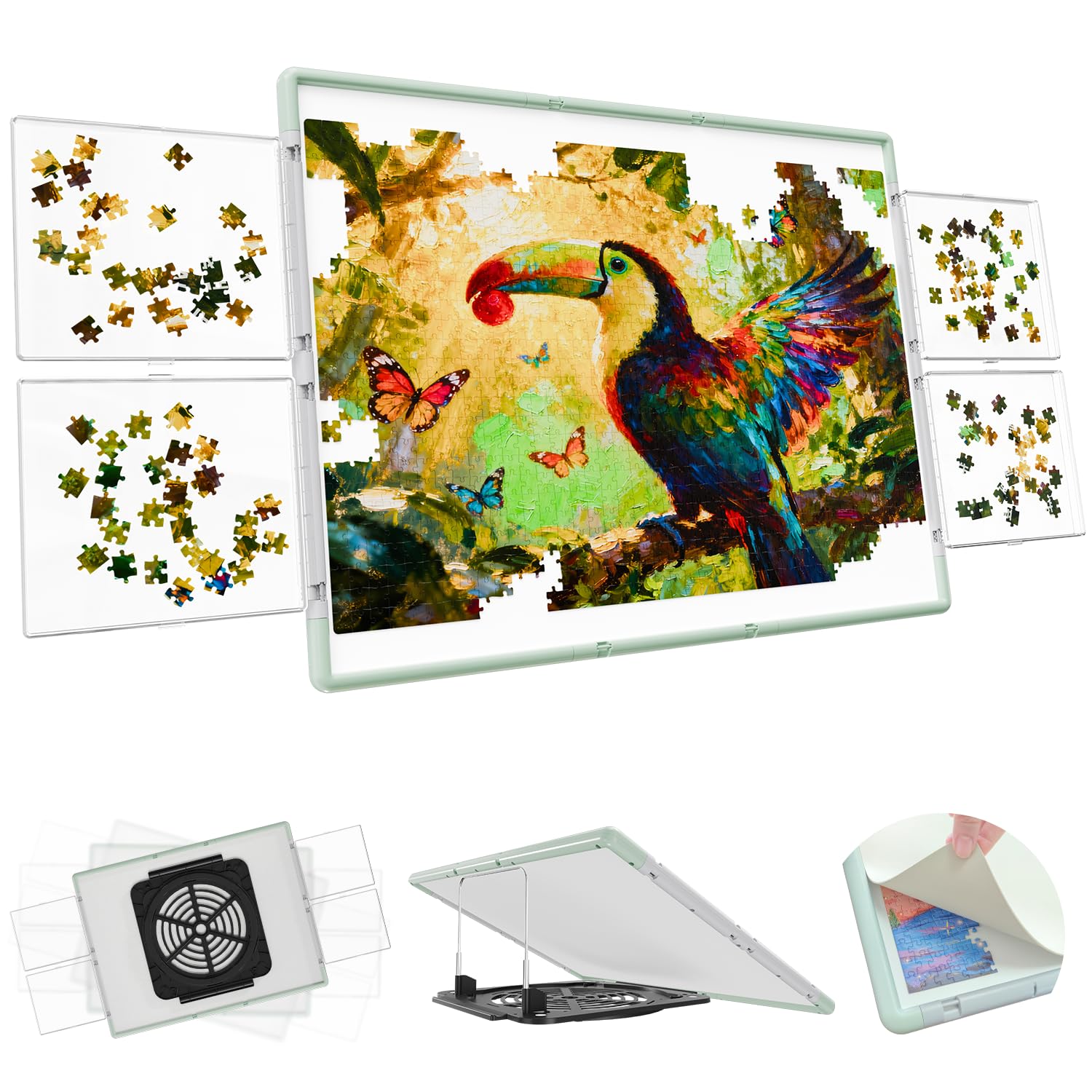 Amazon.com: MobiPuzz 1500 Pieces Puzzle Board 3-in-1 Double-Sided